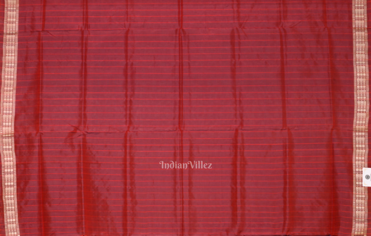 Exclusive Black Red Floral Theme Sambalpuri Silk Saree