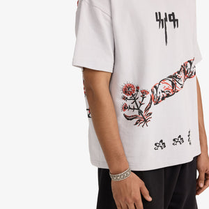 F A R A K | GREY BLOCK PRINTED T-SHIRT { GREY/GREY