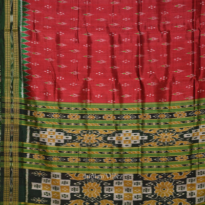 Maroon Green Mayur Chandrika Odisha Ikat Khandua Silk saree