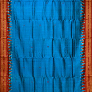 Blue Phoda Kumbha Design Odisha Ikat Khandua Silk Saree