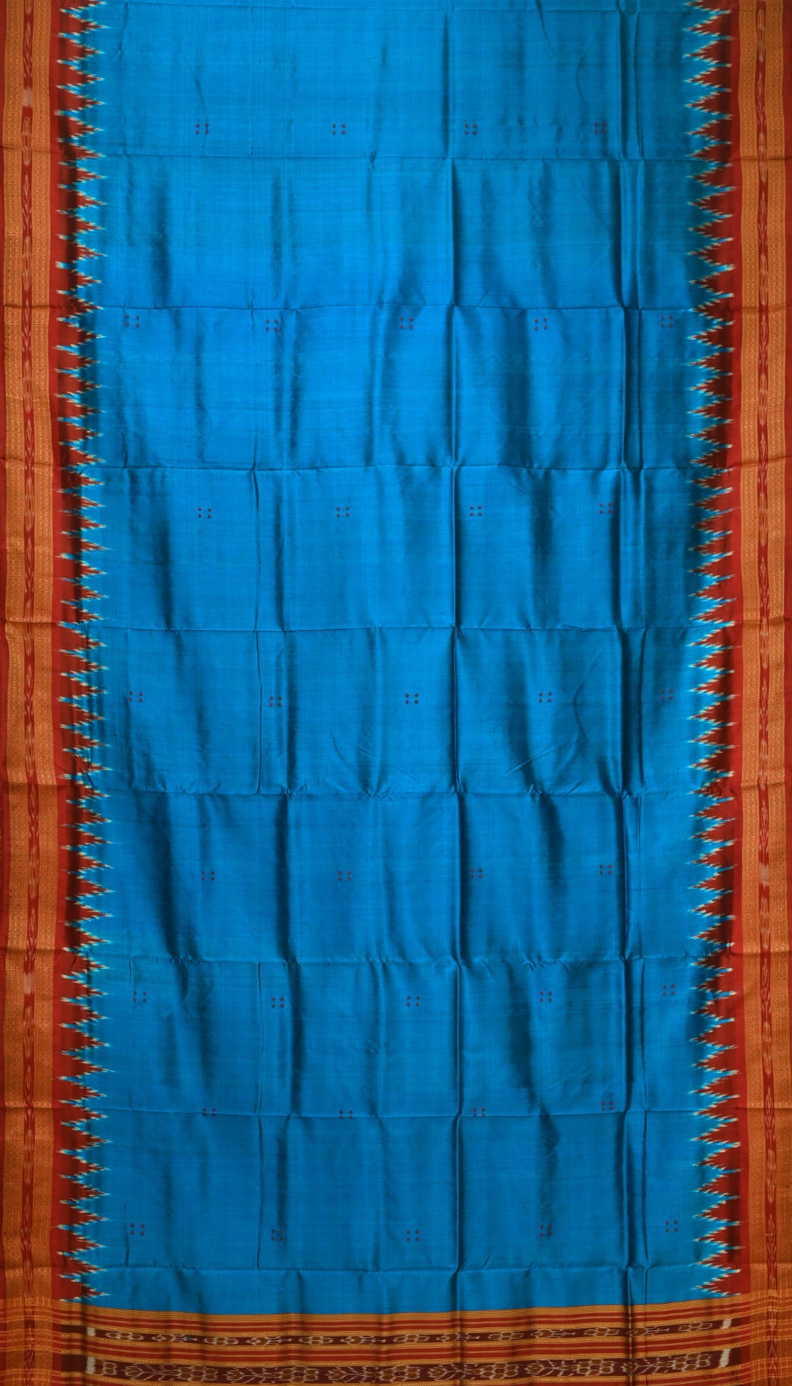 Blue Phoda Kumbha Design Odisha Ikat Khandua Silk Saree