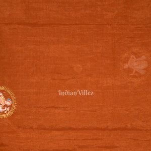 Orange Bronze Nartaki Theme Hand- Painted Pattachitra Saree
