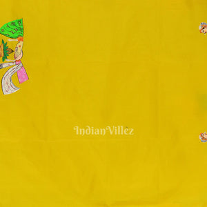 Yellow Doli Barat With Marriage Theme Hand-Painted Pattachitra Saree