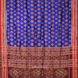Blue Red Body Pasapali Odisha Ikat Khandua Silk Saree