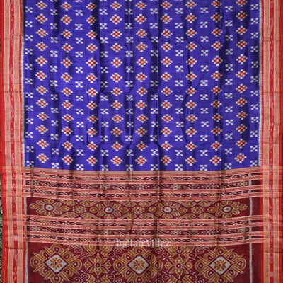 Blue Red Body Pasapali Odisha Ikat Khandua Silk Saree