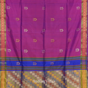 Soft Maroon With Blue Pure Bishnupuri  Silk Saree