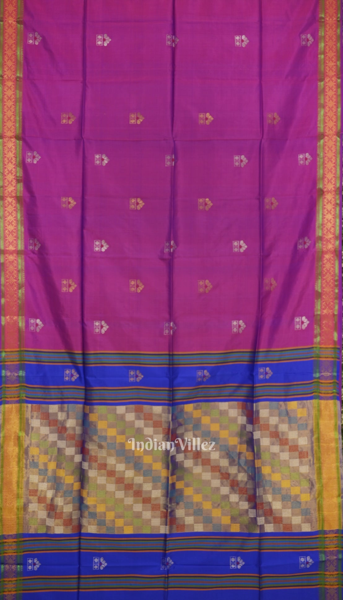 Soft Maroon With Blue Pure Bishnupuri  Silk Saree