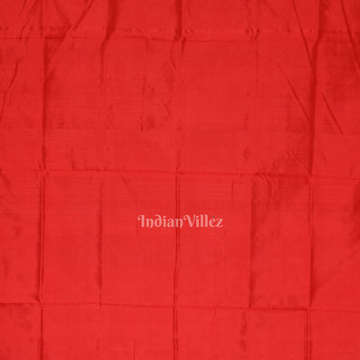 Baby Pink Red Tribal Theme Sambalpuri Silk Saree