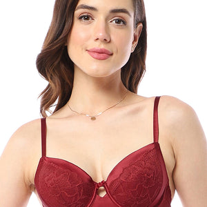 Eternal Bliss Padded Wired Demi Bra - Rio Red