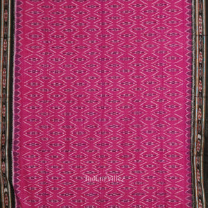 Pink Black Odisha Ikat Maniabandha Cotton Saree