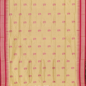 Cream Rani Pink Boita Design Bomkai  Sambalpuri Silk Saree