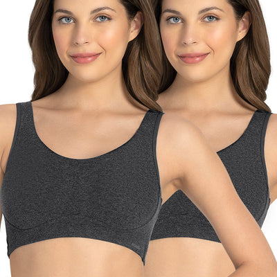 All Day Lounge Non-padded & Non-wired Bra Pack of 2 - Dark Grey Marl-Dark Grey Marl