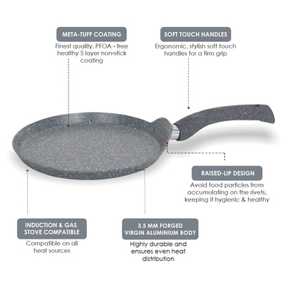 Wonderchef Renewed Granite 28cm Non-Stick Dosa Tawa