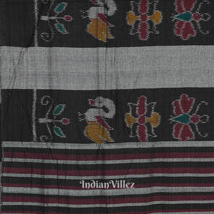 Black Grey Nabarangi Sambalpuri Cotton Saree