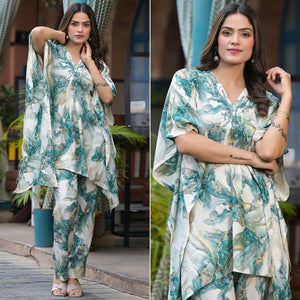 green-foil-printed-rayon-kaftan-co-ord-set