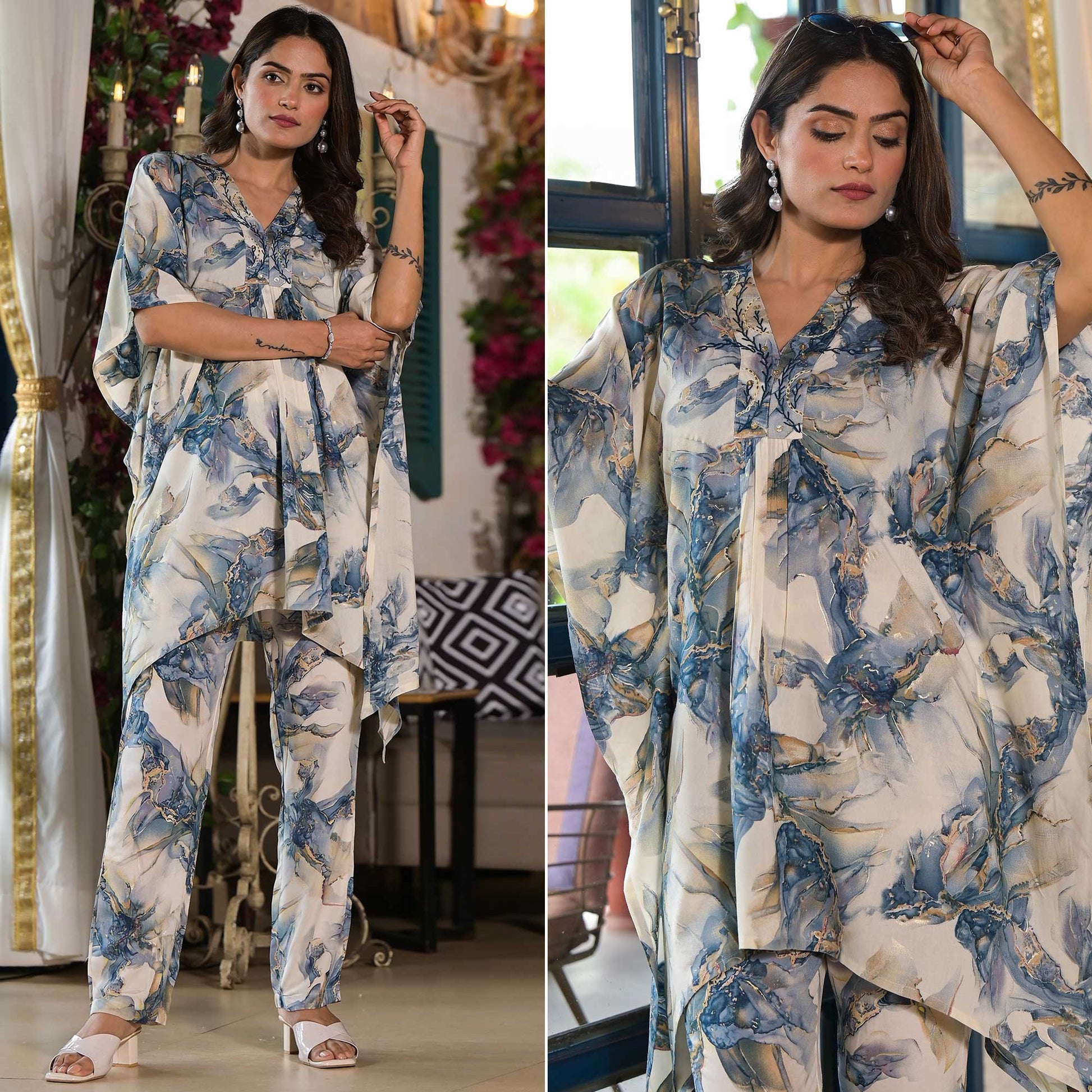 grey-foil-printed-rayon-kaftan-co-ord-set