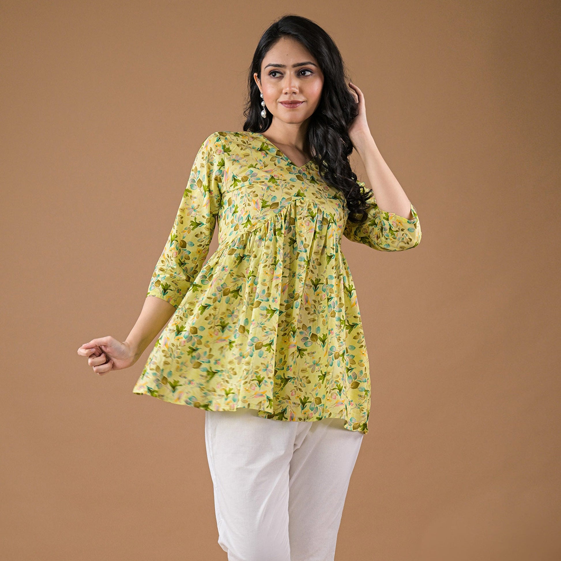 green-floral-printed-pure-cotton-a-line-top