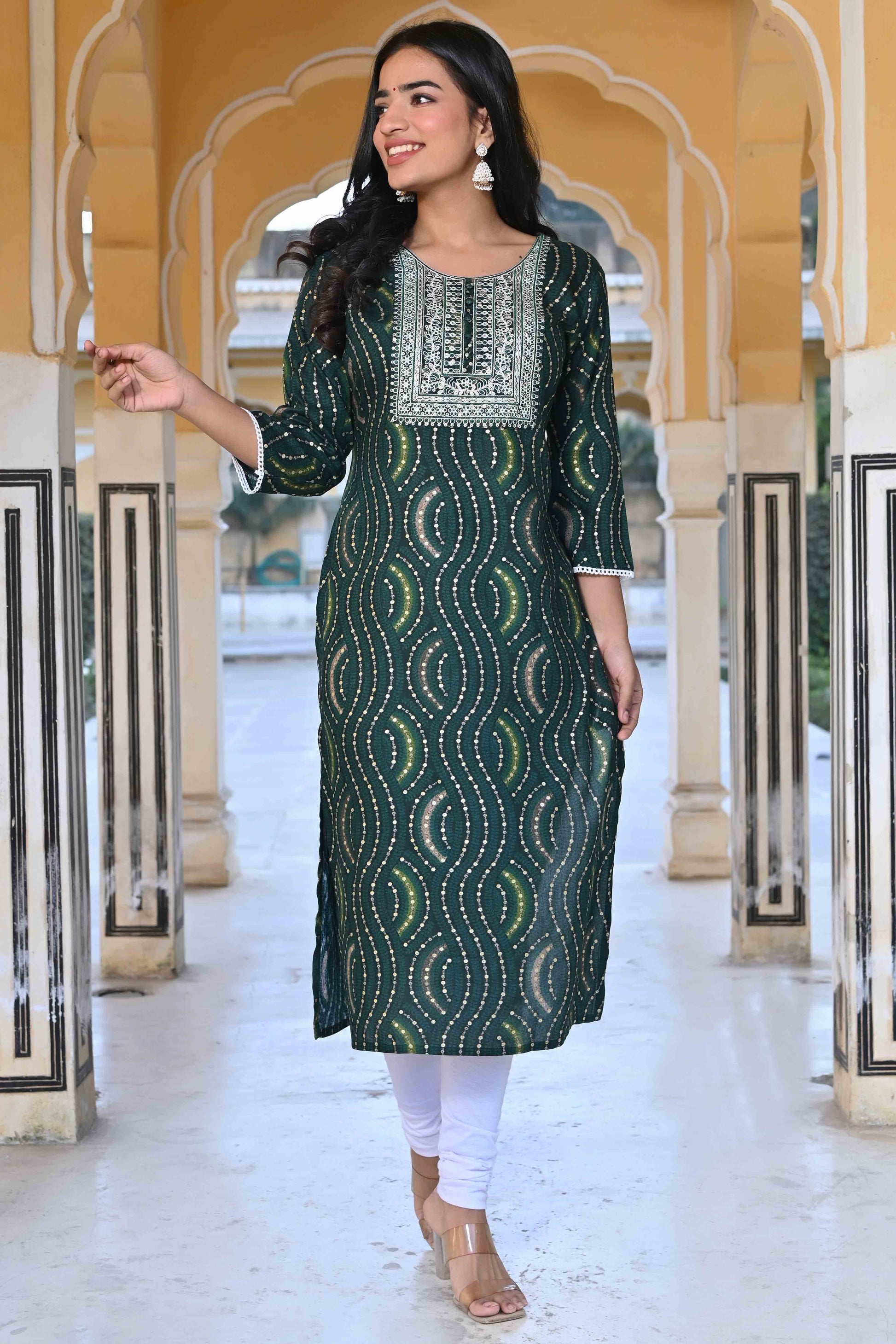 green-foil-printed-rayon-straight-kurti