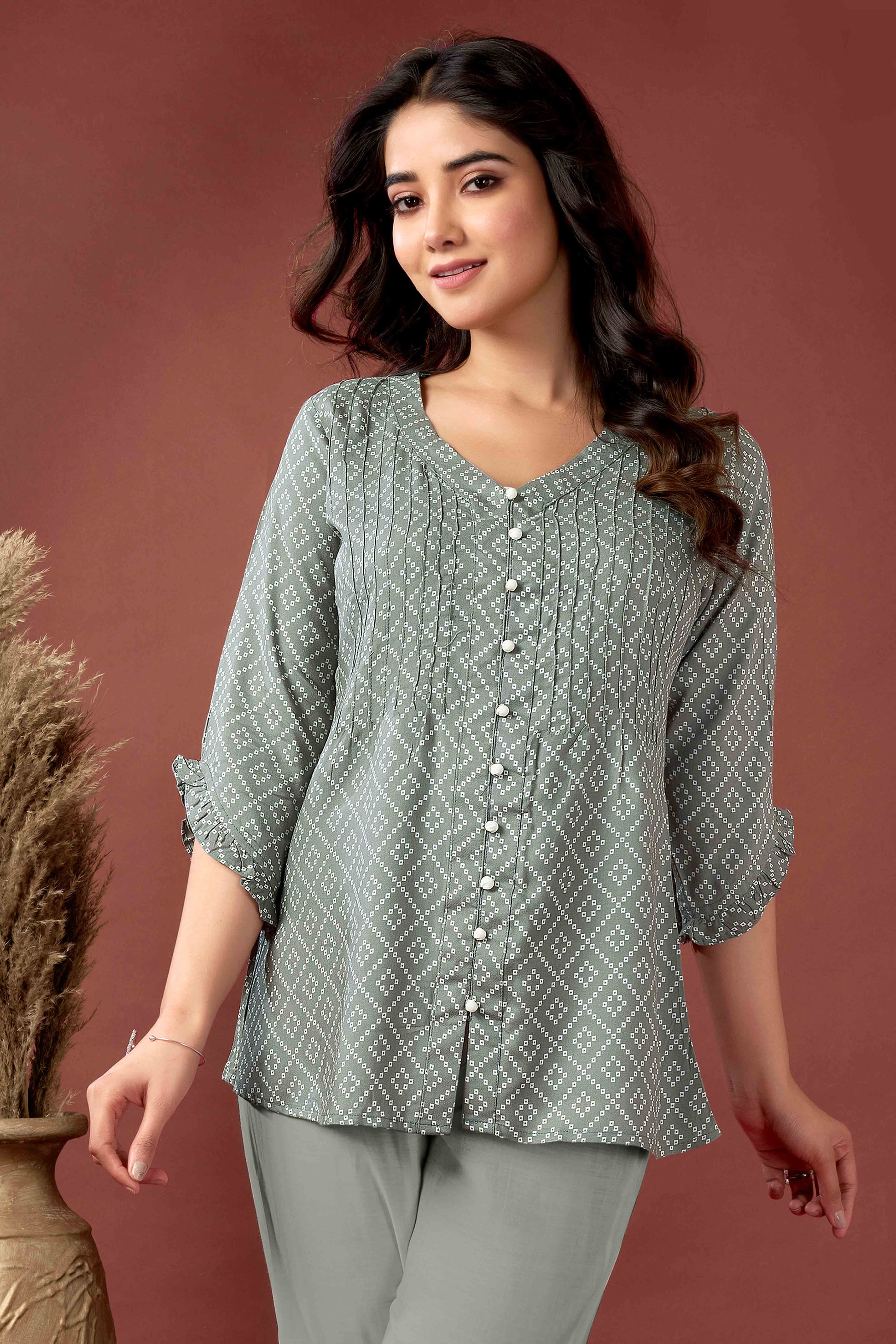 grey-bandhani-printed-pure-cotton-top