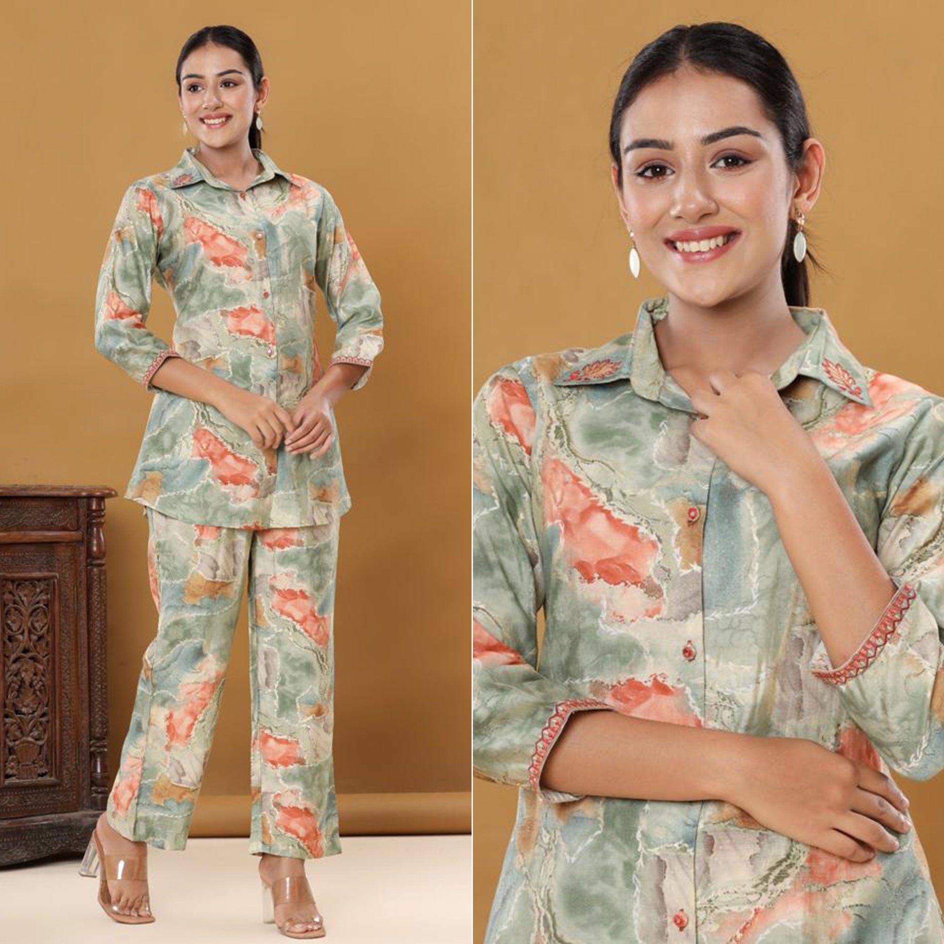 green-printed-muslin-co-ord-set