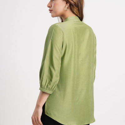 green-solid-poly-chinon-straight-top