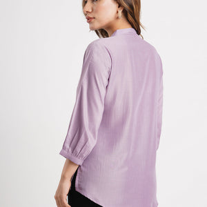Lavender Solid Poly Chinon Straight Top