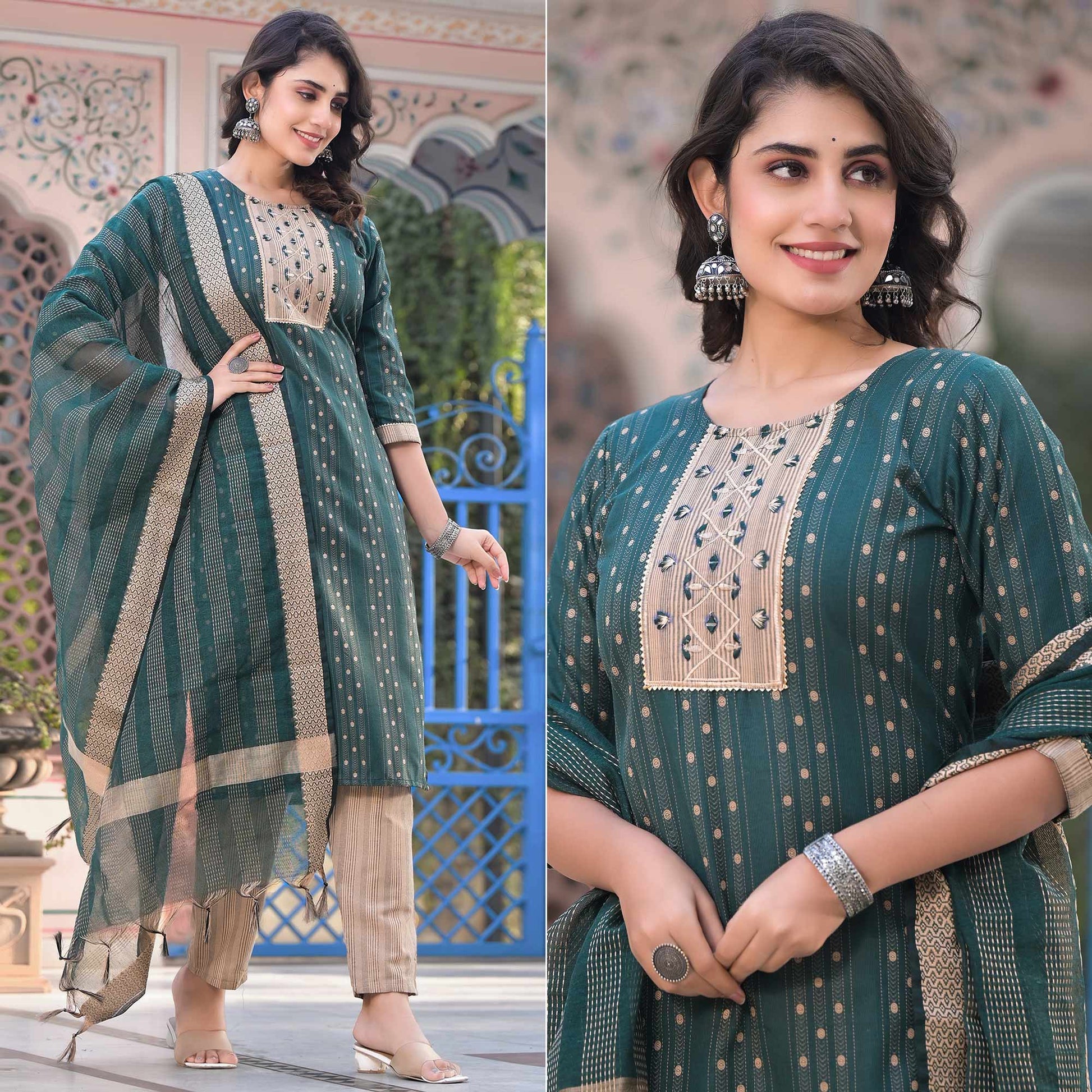 green-woven-pure-cotton-straight-salwar-suit
