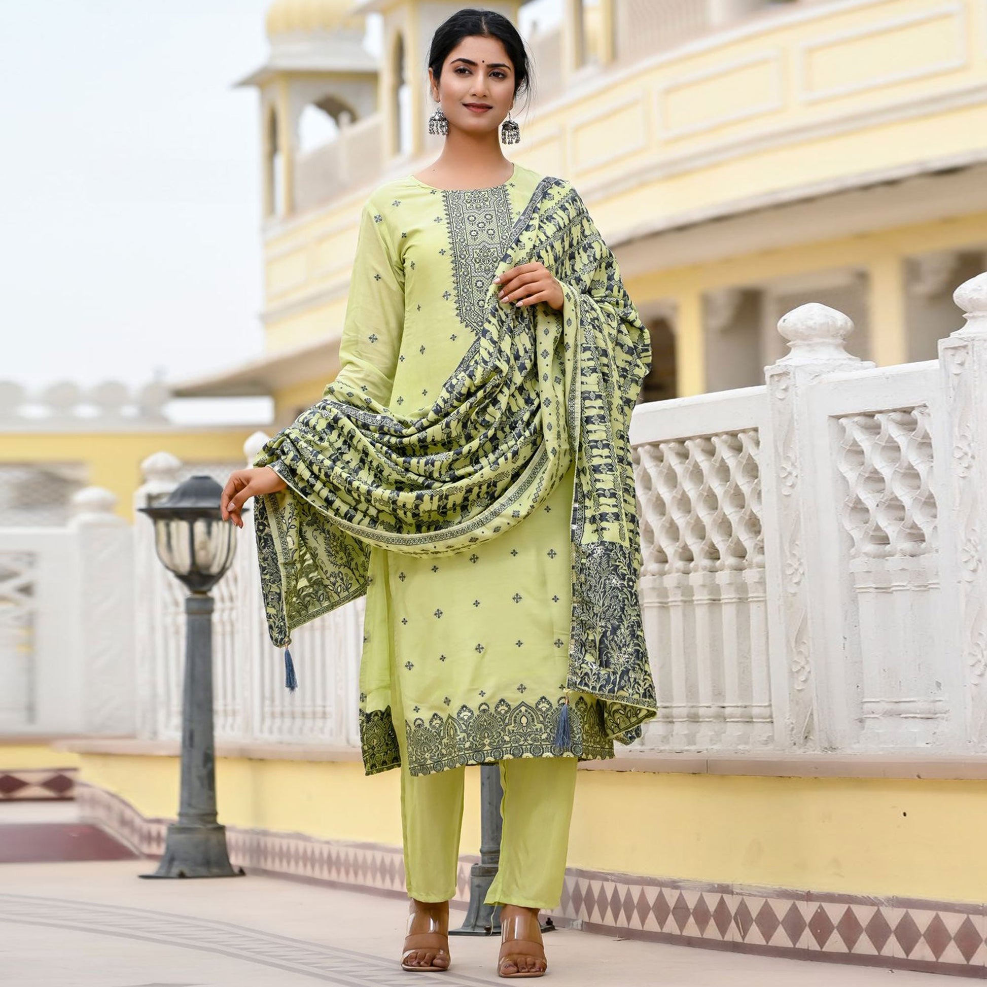 green-floral-woven-viscose-salwar-suit