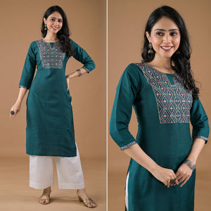 green-yoke-embroidered-pure-cotton-straight-kurti