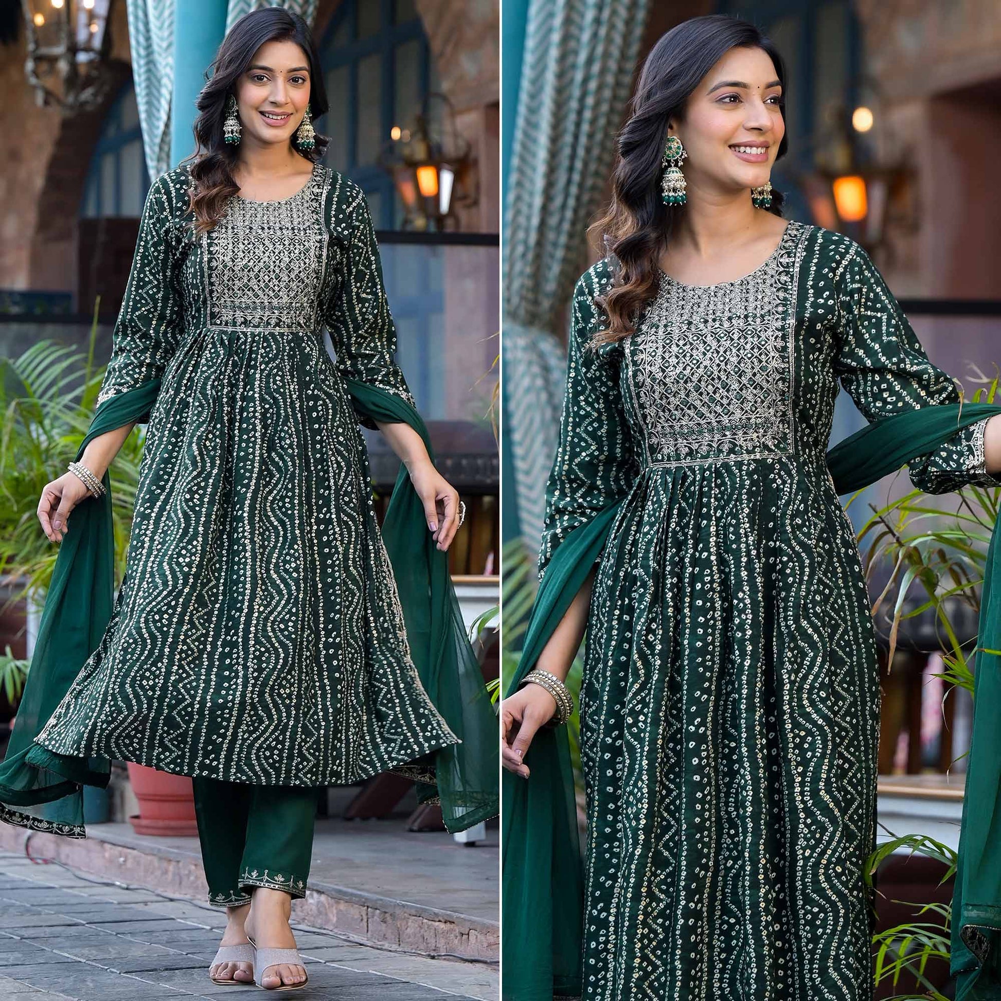 green-bandhani-printed-naira-cut-rayon-salwar-suit