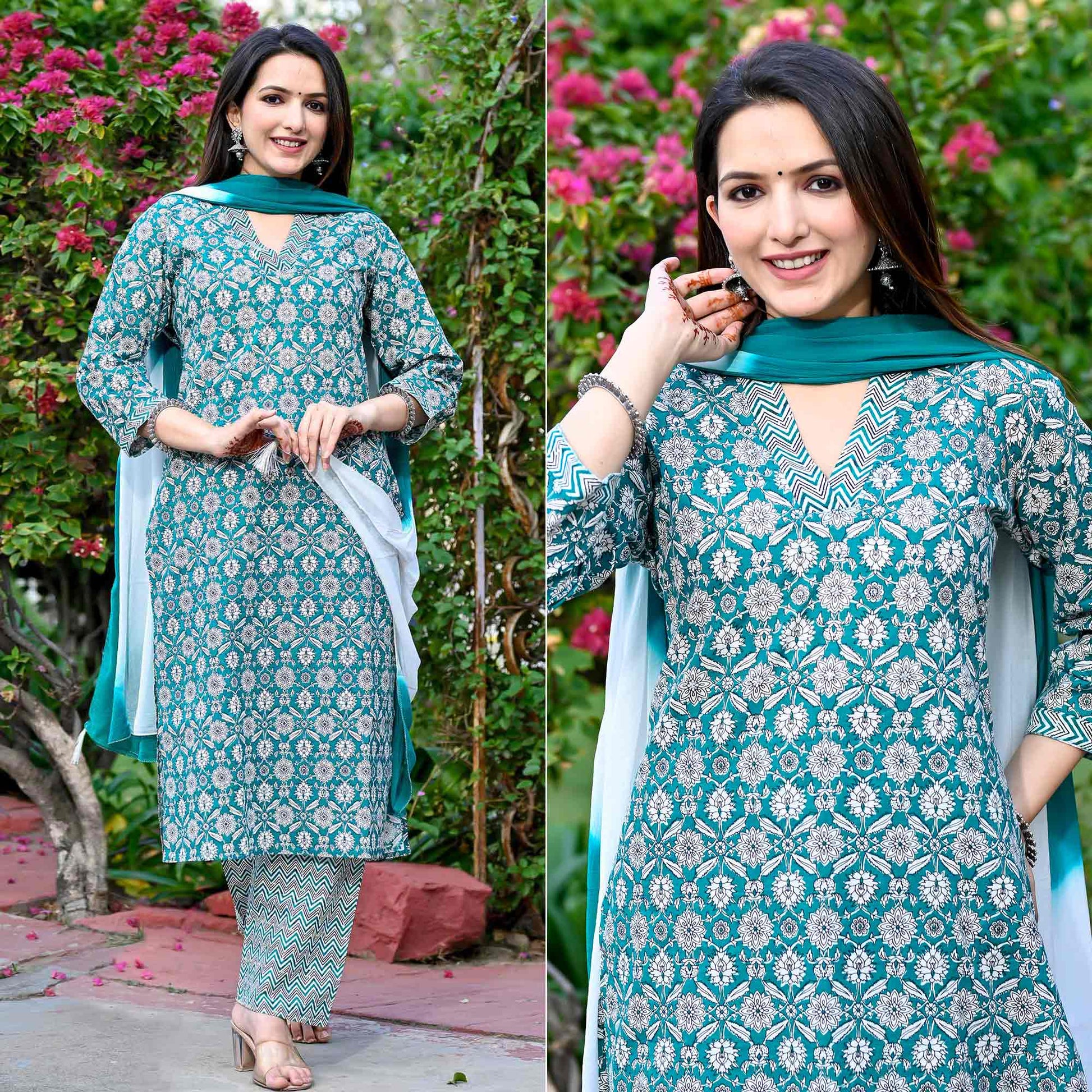green-floral-printed-pure-cotton-salwar-suit-1