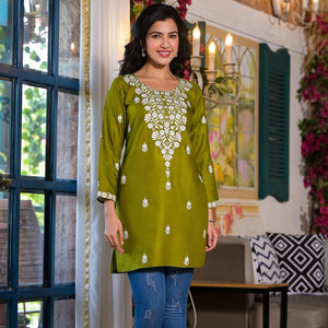 green-embroidered-rayon-straight-top
