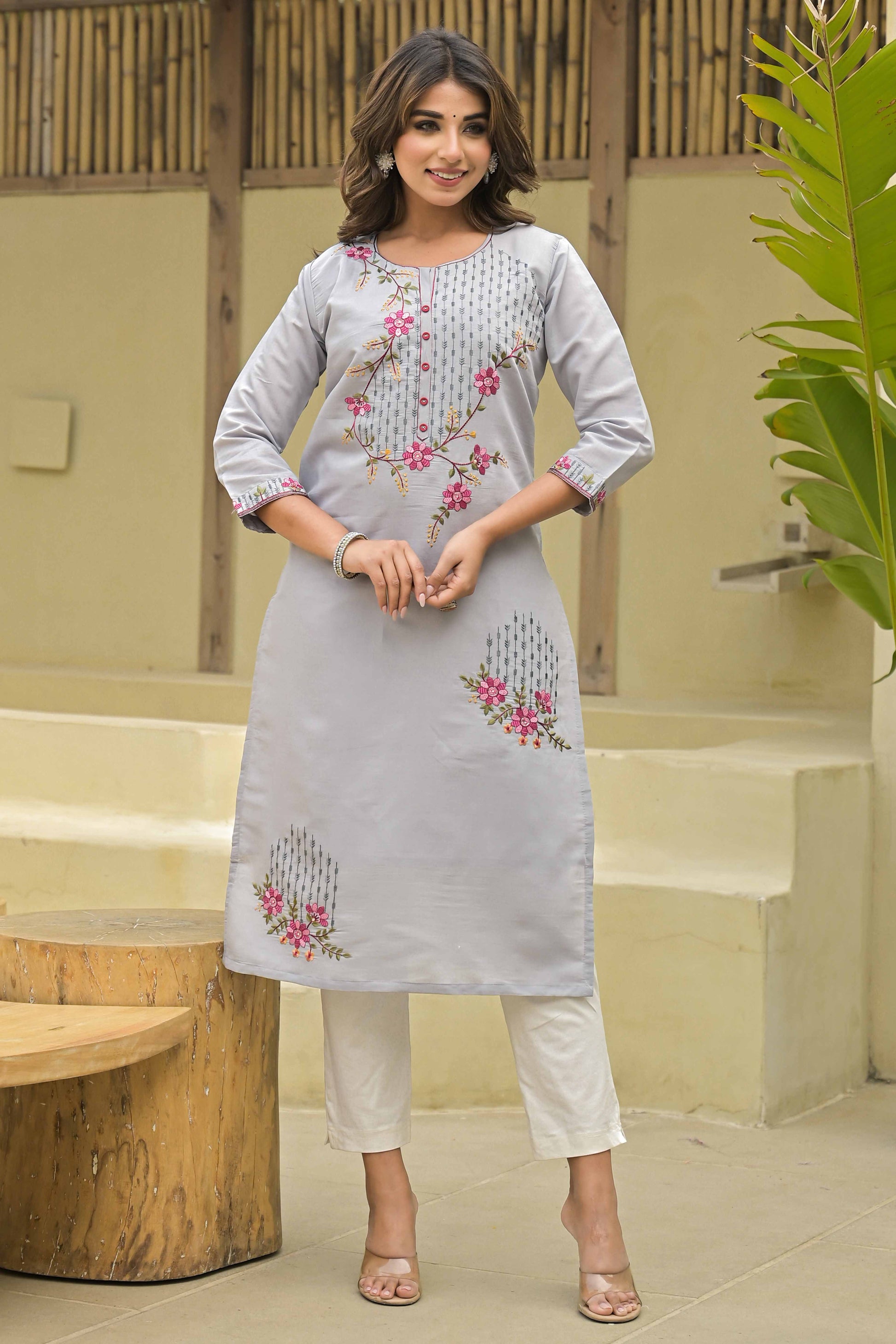 grey-floral-embroidered-chanderi-straight-kurti-with-handwork