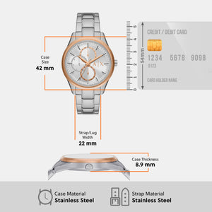 Dante Men Quartz Silver Dial Chronograph Stainless Steel Watch AX1870