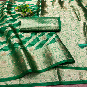 green-stone-work-woven-organza-jacquard-saree