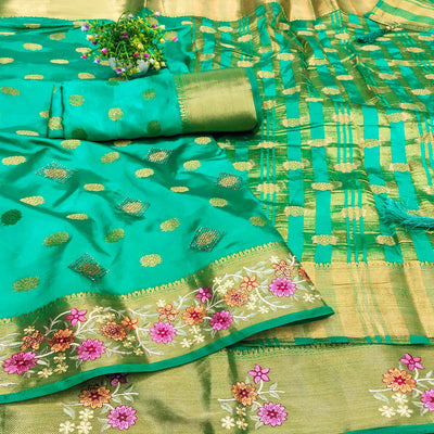 green-zari-woven-jacquard-saree-with-embroidery-border