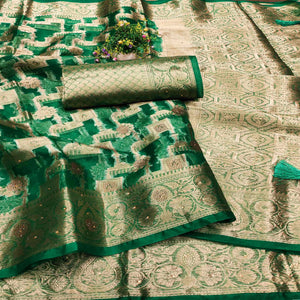 green-stone-work-woven-organza-jacquard-saree-3