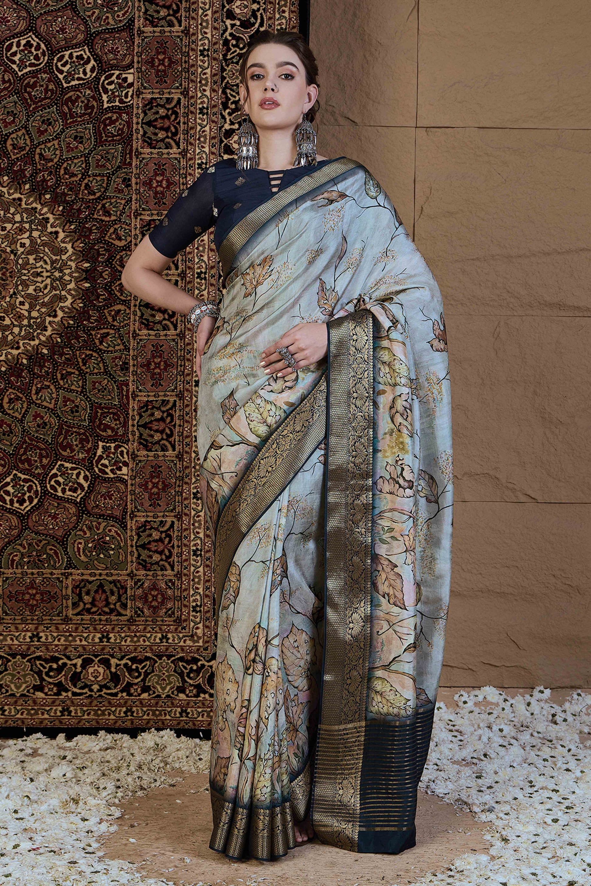grey-floral-printed-viscose-saree-1