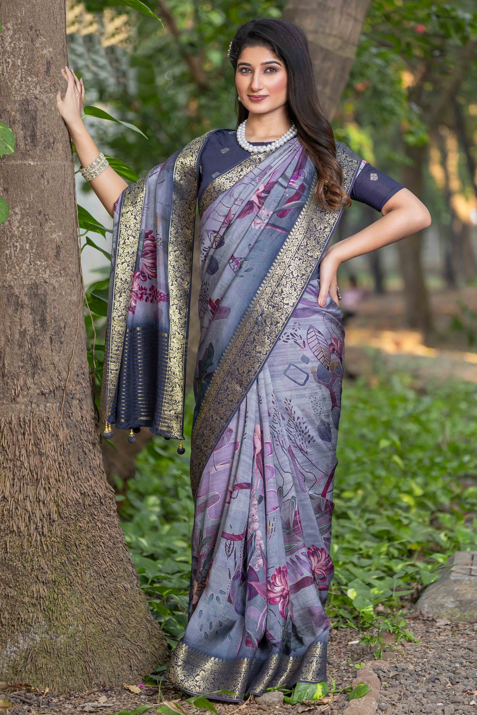 grey-floral-printed-viscose-saree-2