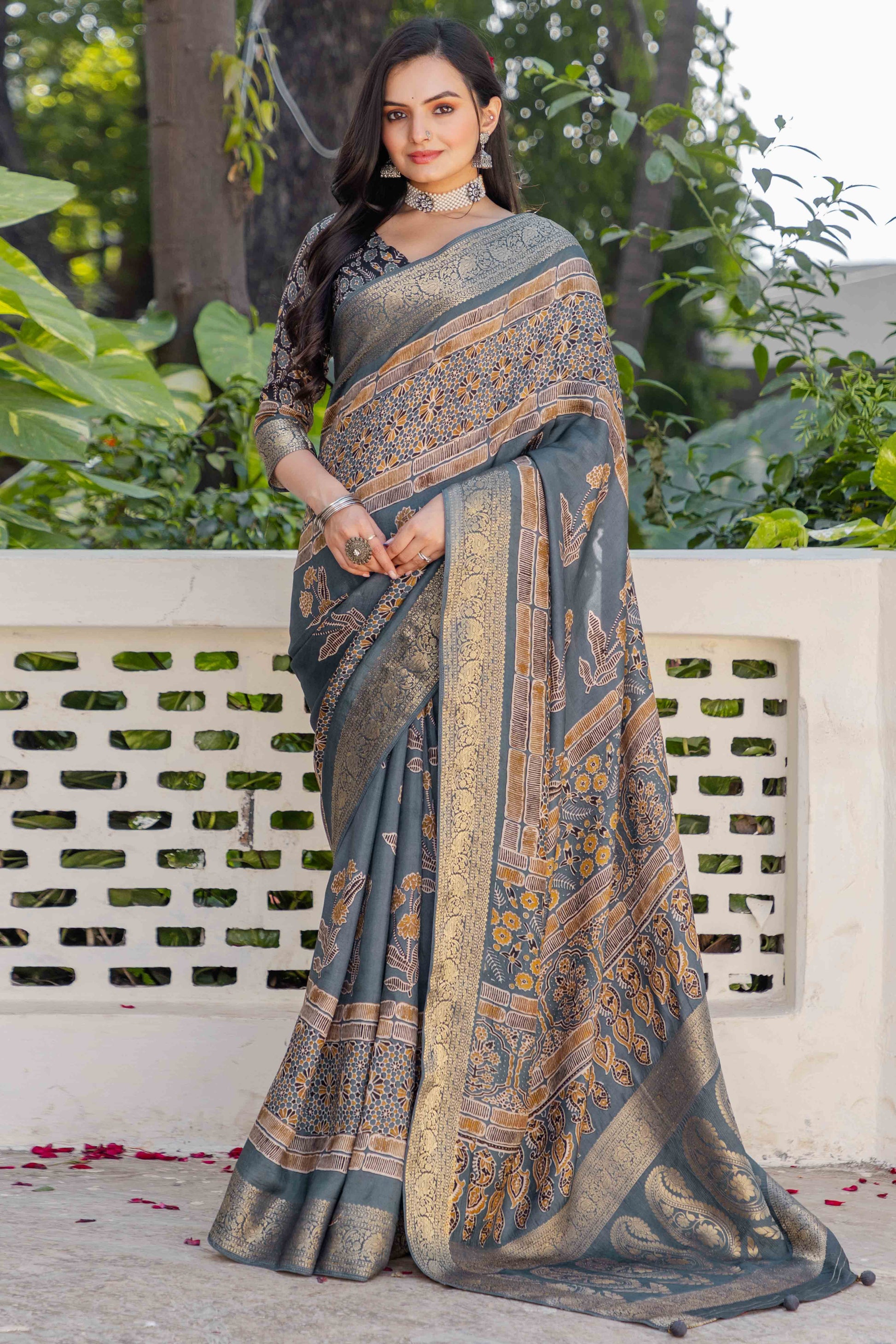 grey-ajrakh-printed-pure-viscose-saree