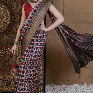 Multicolor Geometric Printed Viscose Saree