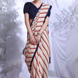 Cream Printed Bhagalpuri Silk Saree