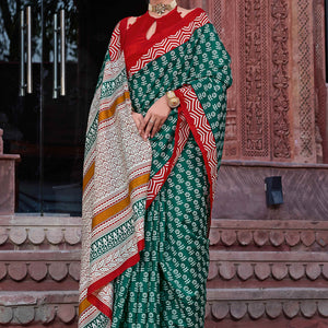 green-red-printed-bhagalpuri-silk-saree
