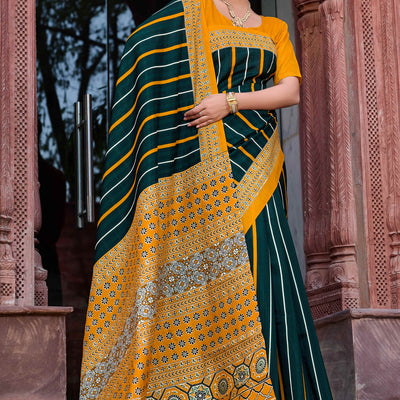 green-mustard-printed-bhagalpuri-silk-saree