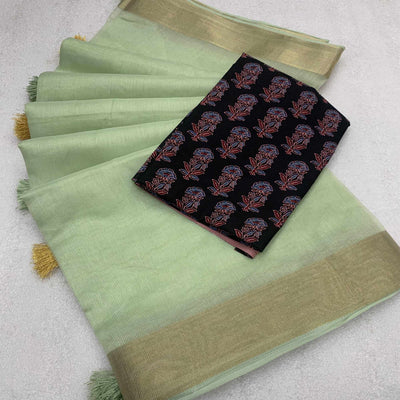 green-woven-solid-cotton-silk-saree-with-tassels