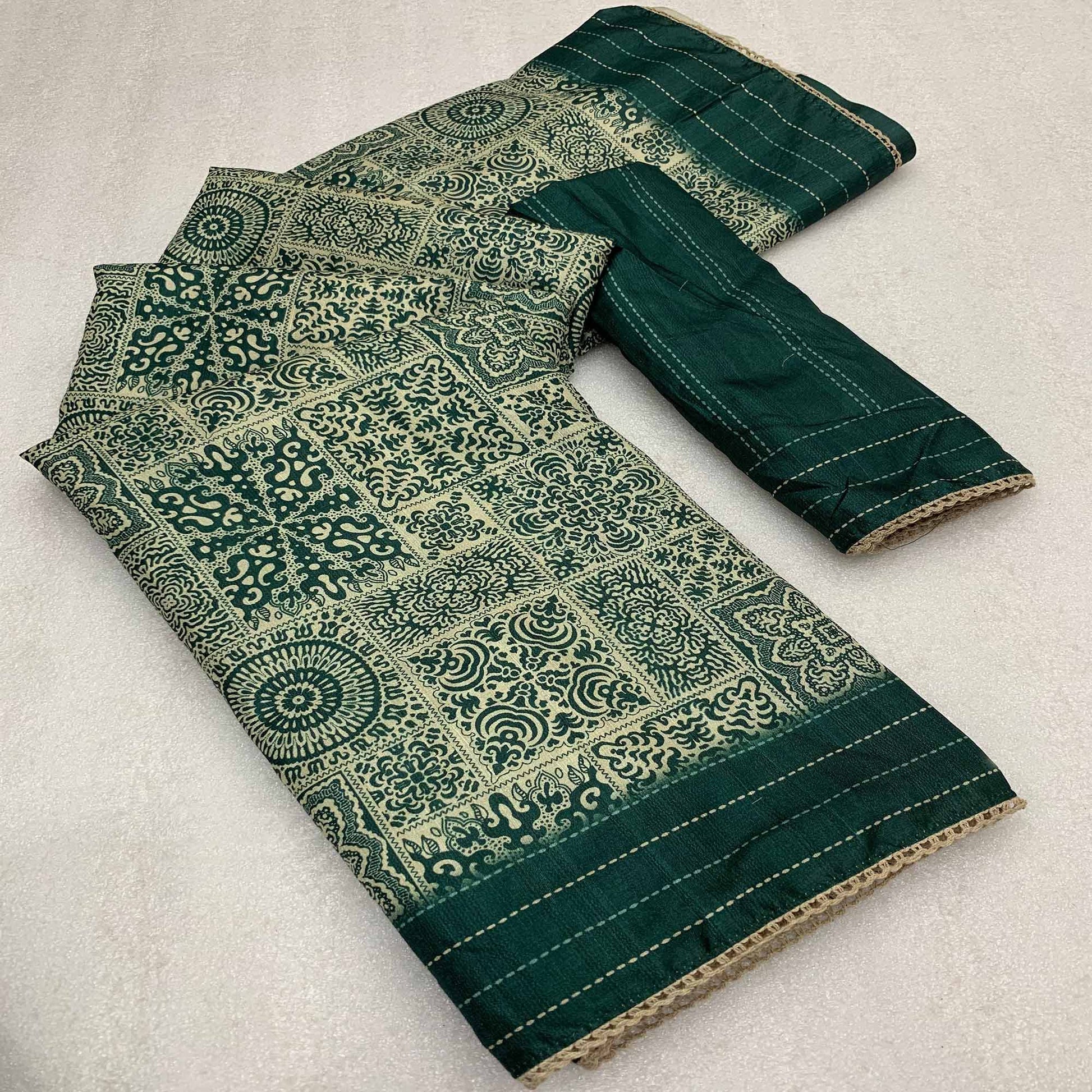 green-ajrakh-printed-tussar-silk-saree