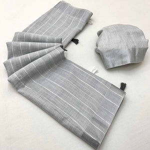 Grey Zari Woven Linen Saree With Tassels