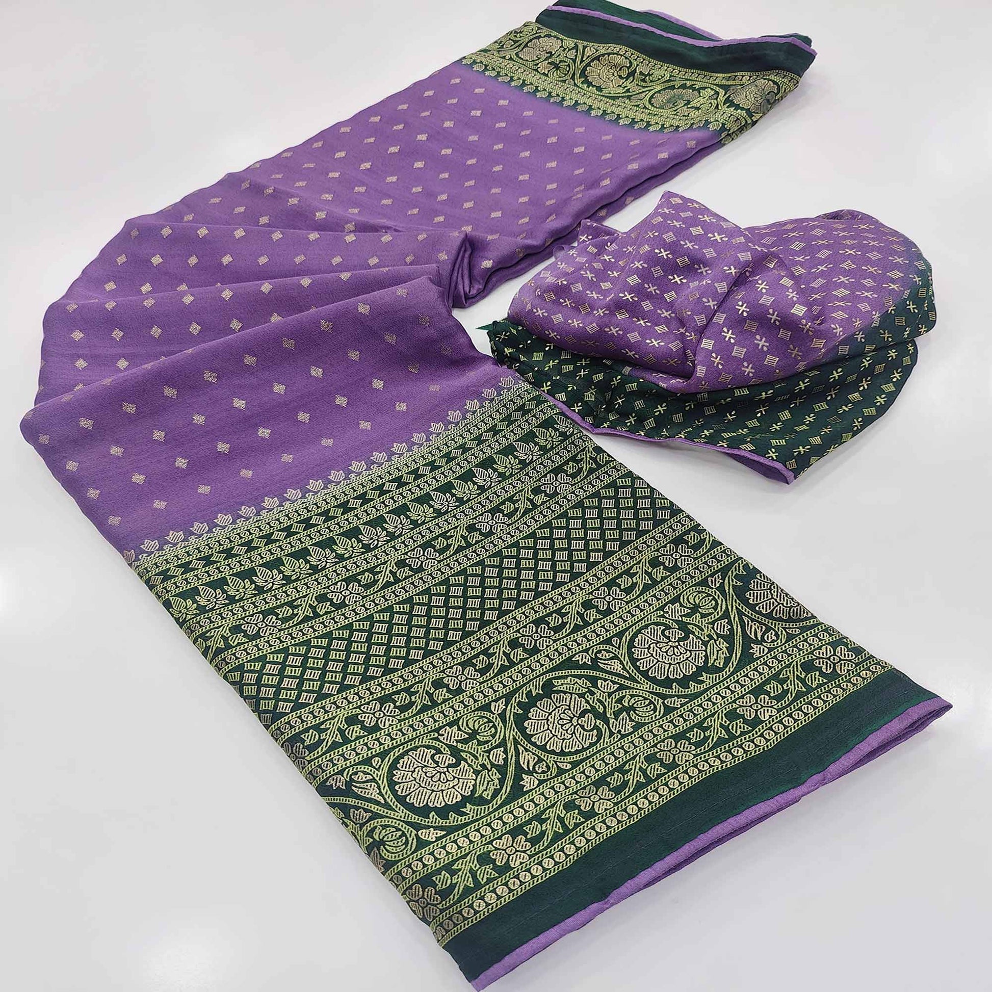 Light Purple Foil Printed Georgette Saree