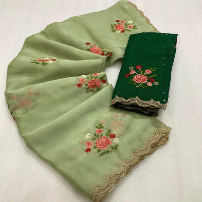 green-floral-embroidered-chiffon-saree-4