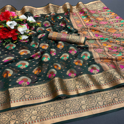 green-woven-organza-saree-with-jacquard-border